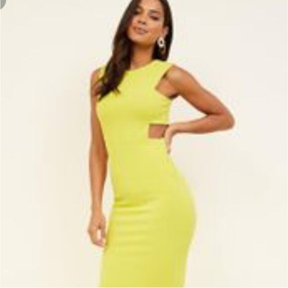 New Look Lime Green Cut-Out Sleeveless Sheath Dress Cocktail Party Size 2 - Picture 1 of 10